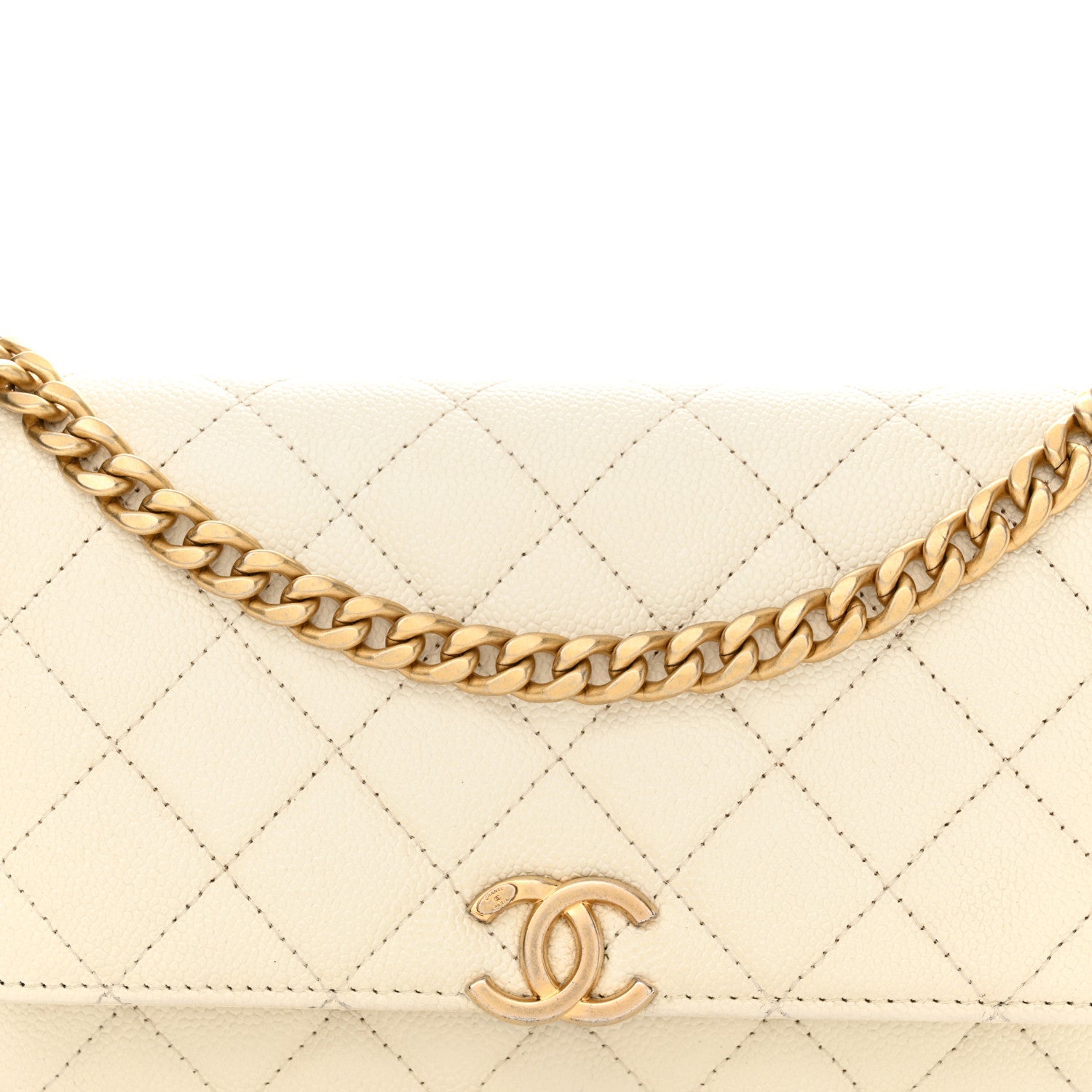 Chanel Shiny Caviar Quilted Chain Melody Wallet on Chain WOC White 9 of 14