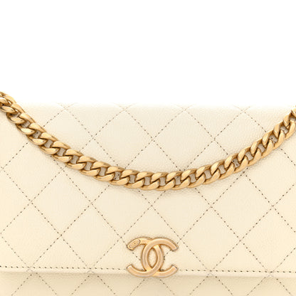 Chanel Shiny Caviar Quilted Chain Melody Wallet on Chain WOC White 9 of 14