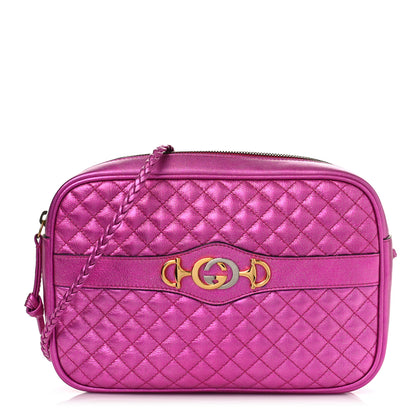 Gucci Laminated Nappa Trapuntata Small Zumi Shoulder Bag Fuxia 1 of 10