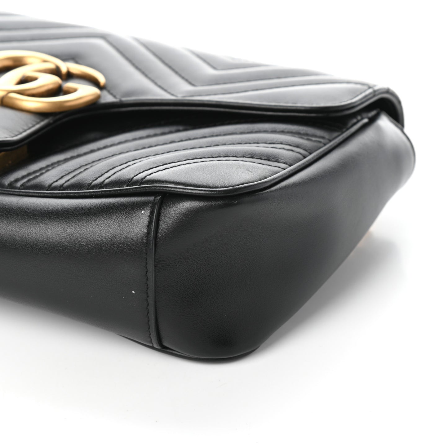 Calfskin Matelasse Small GG Marmont Shoulder Bag Black