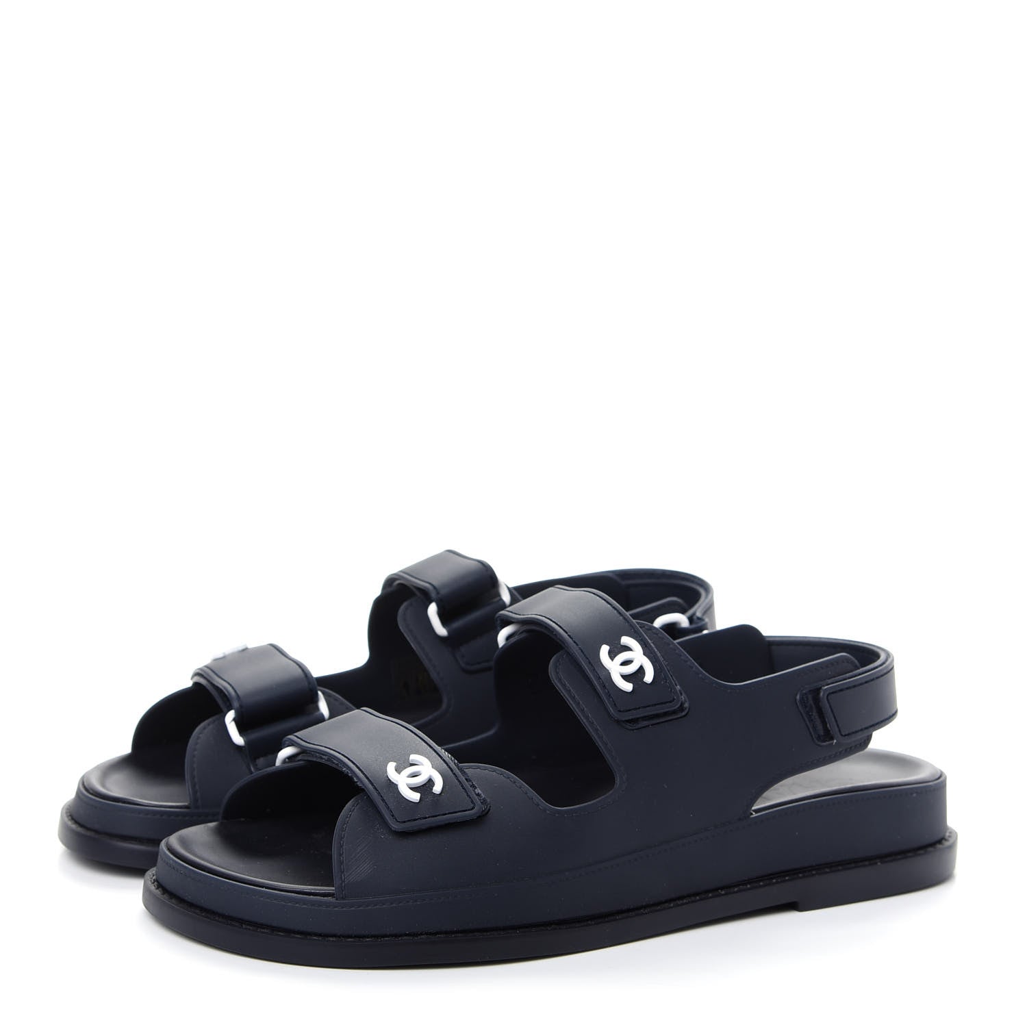 Chanel Rubber CC Dad Sandals 41 Navy 3 of 11