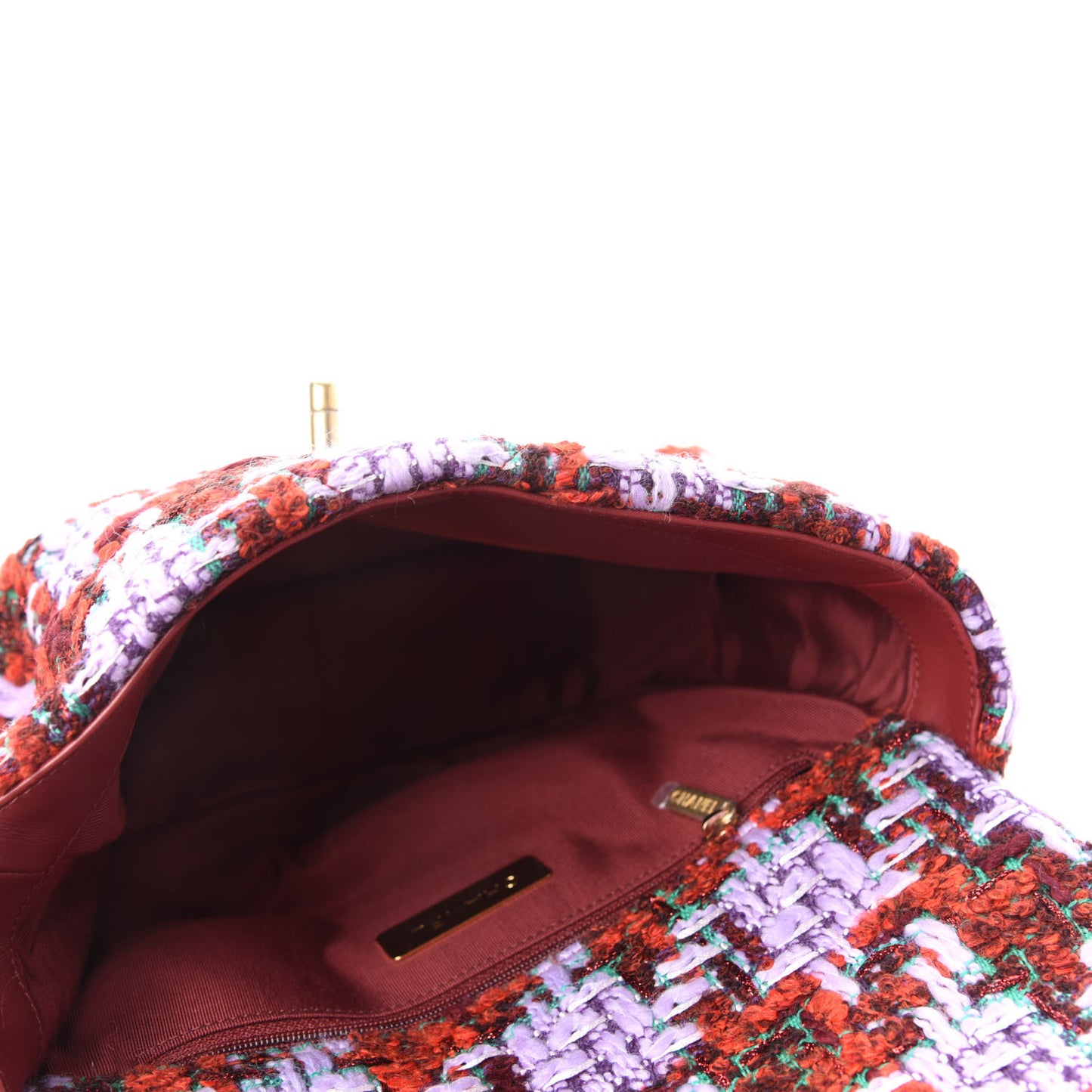 Tweed Quilted Medium Chanel 19 Flap Red Purple Green