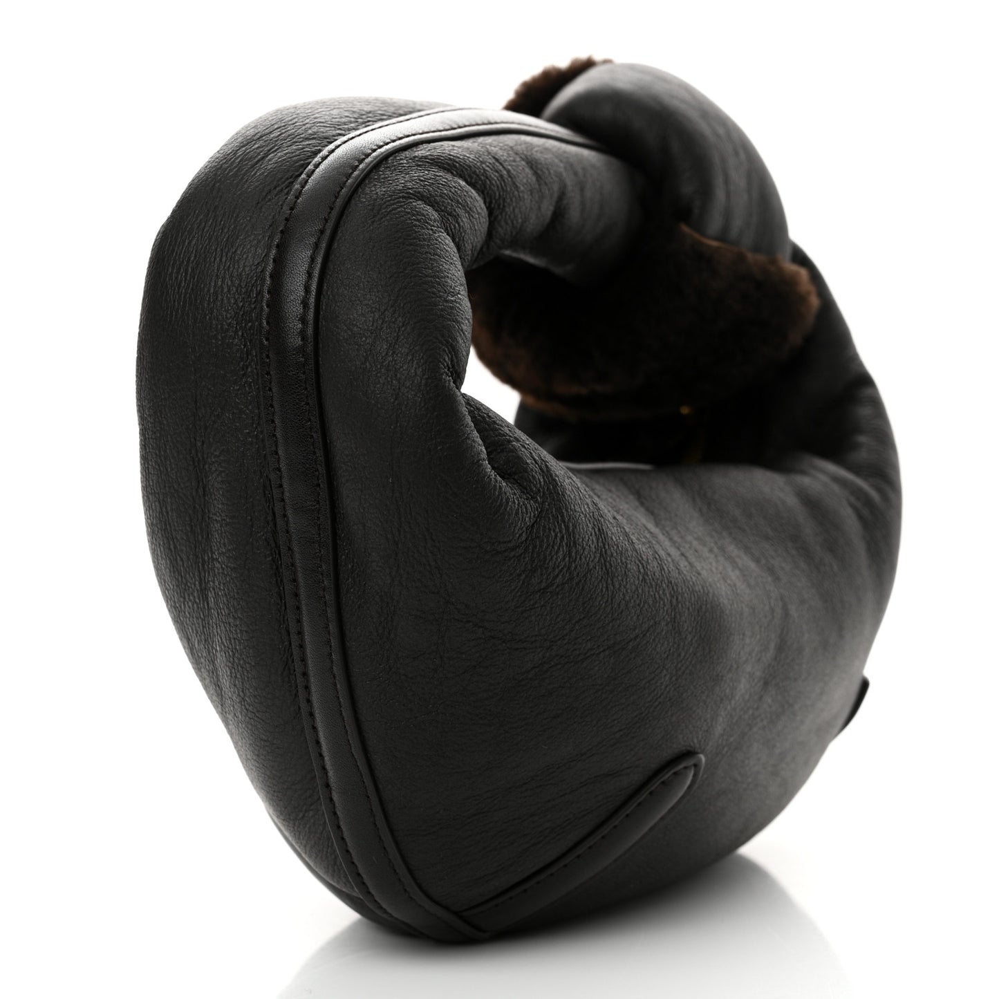 Calfskin Shearling Aviator Mini Jodie Dark Brown Fondant