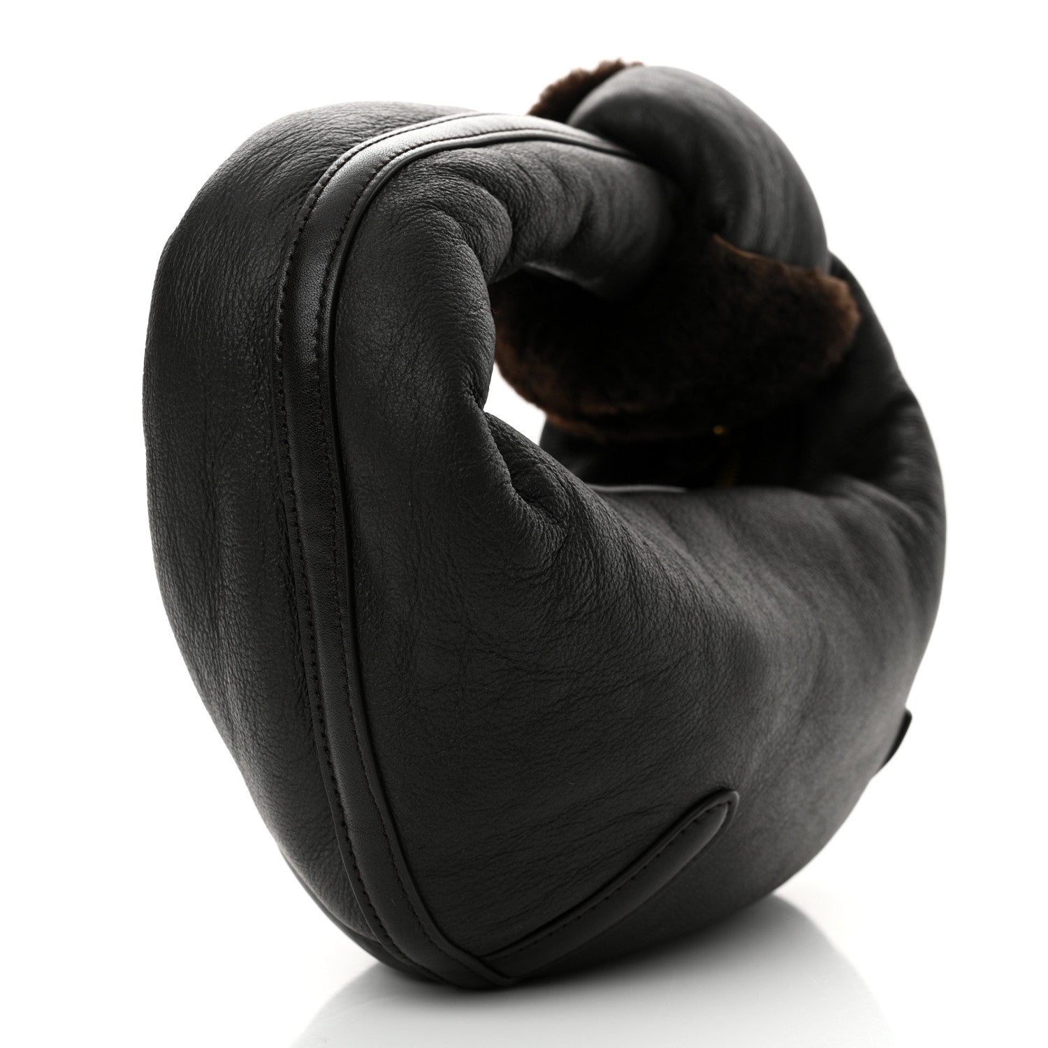 Bottega Veneta Calfskin Shearling Aviator Mini Jodie Dark Brown Fondant 3 of 10