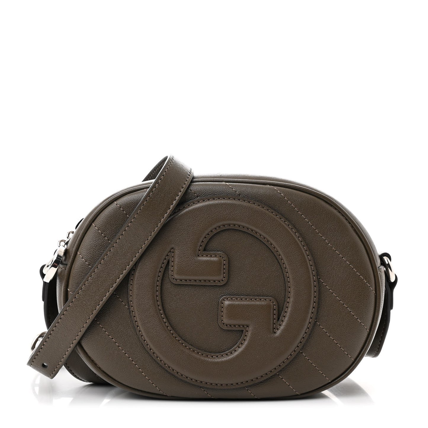 Sakai Be Green Calfskin Diagonal Stitched Mini Blondie Shoulder Bag Craclet Brown