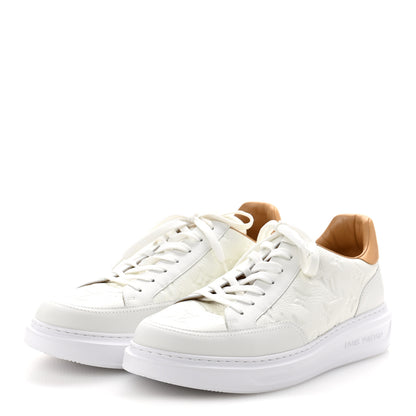 Louis Vuitton Grained Calfskin Embossed Monogram Mens Beverly Hills Sneakers 8 White 4 of 9