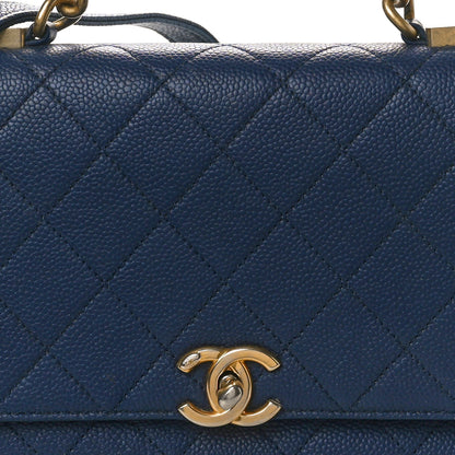 Chanel Caviar Diamond Stitched Small Top Handle Flap Blue 9 of 14