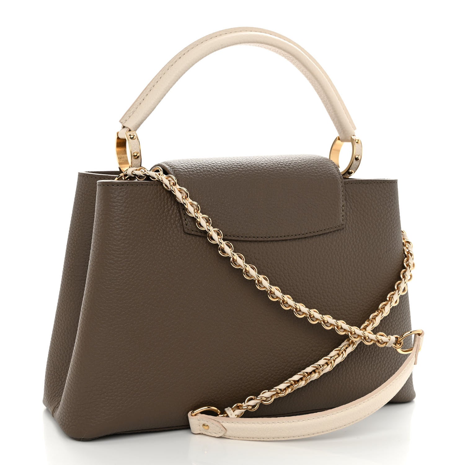 Louis Vuitton Taurillon Capucines MM Smokey Brown Green Creme Pink 3 of 9