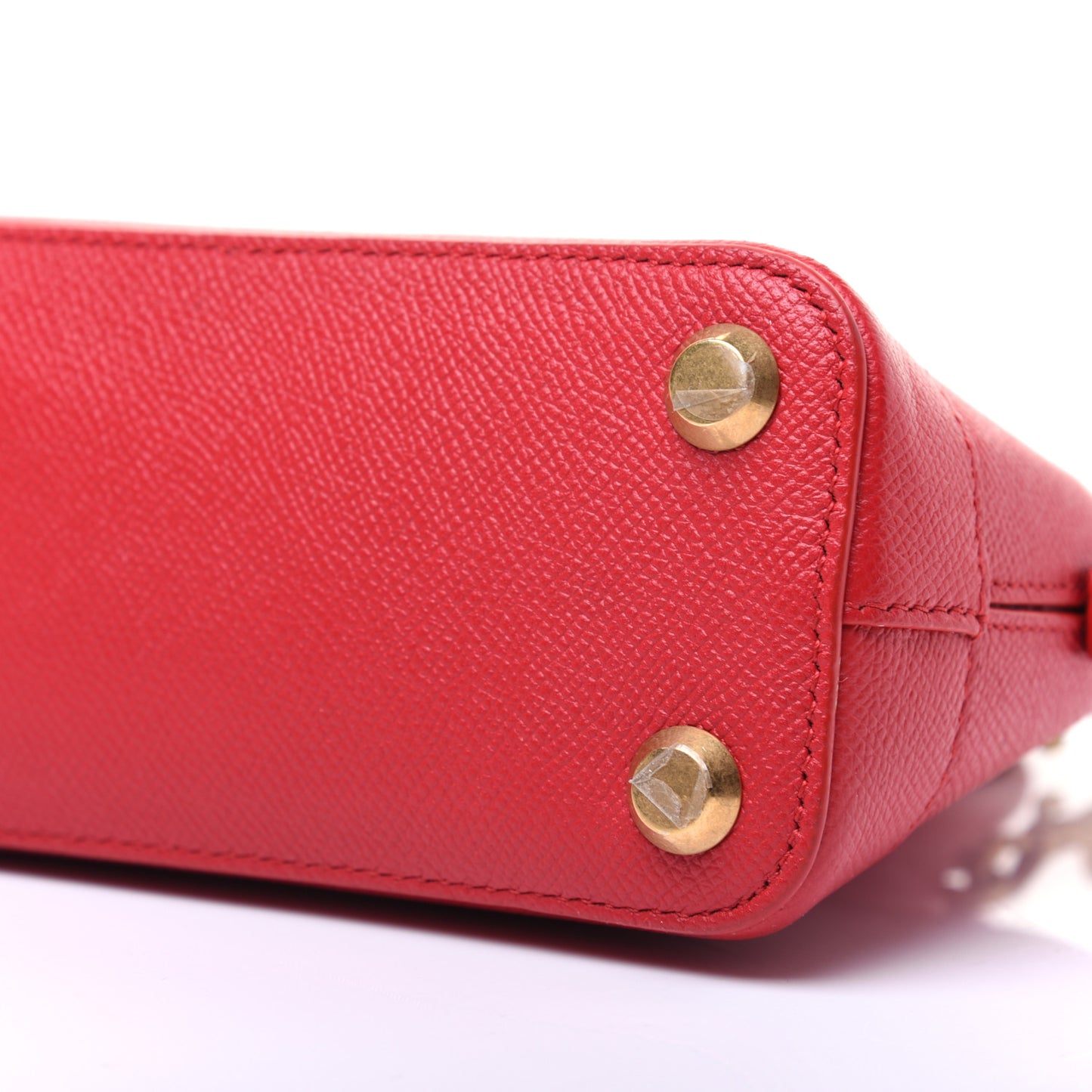 Grained Calfskin XXS Ville Top Handle Bag Rouge Coquelicot
