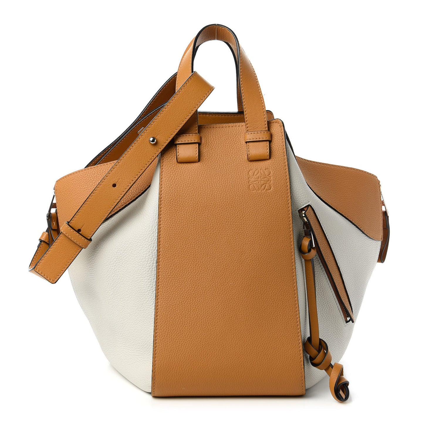Calfskin Medium Hammock Shoulder Bag Tan White