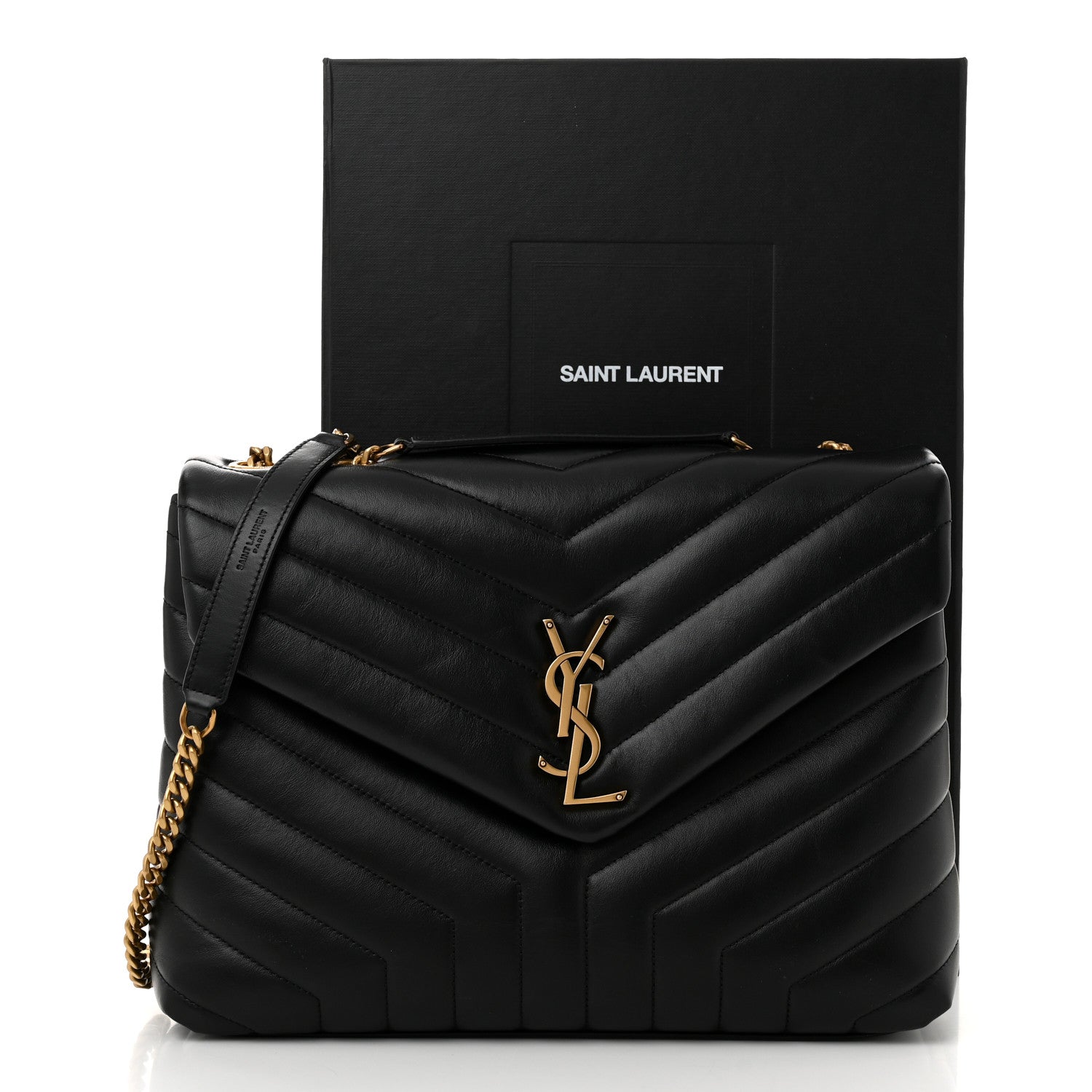Saint Laurent Calfskin Y Quilted Monogram Medium Loulou Chain Satchel Black 11 of 11