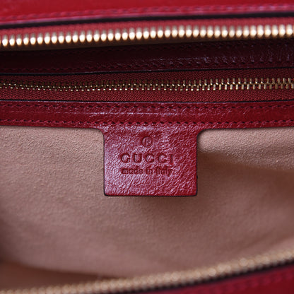 Gucci Suede Calfskin Web Small Ophidia Top Handle Shoulder Bag New Blue Romantic Cherry 6 of 9