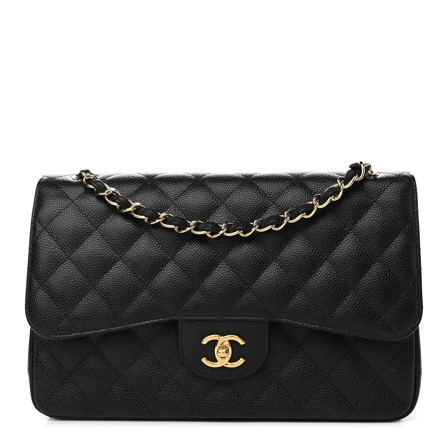 Caviar Quilted Jumbo Double Flap Black