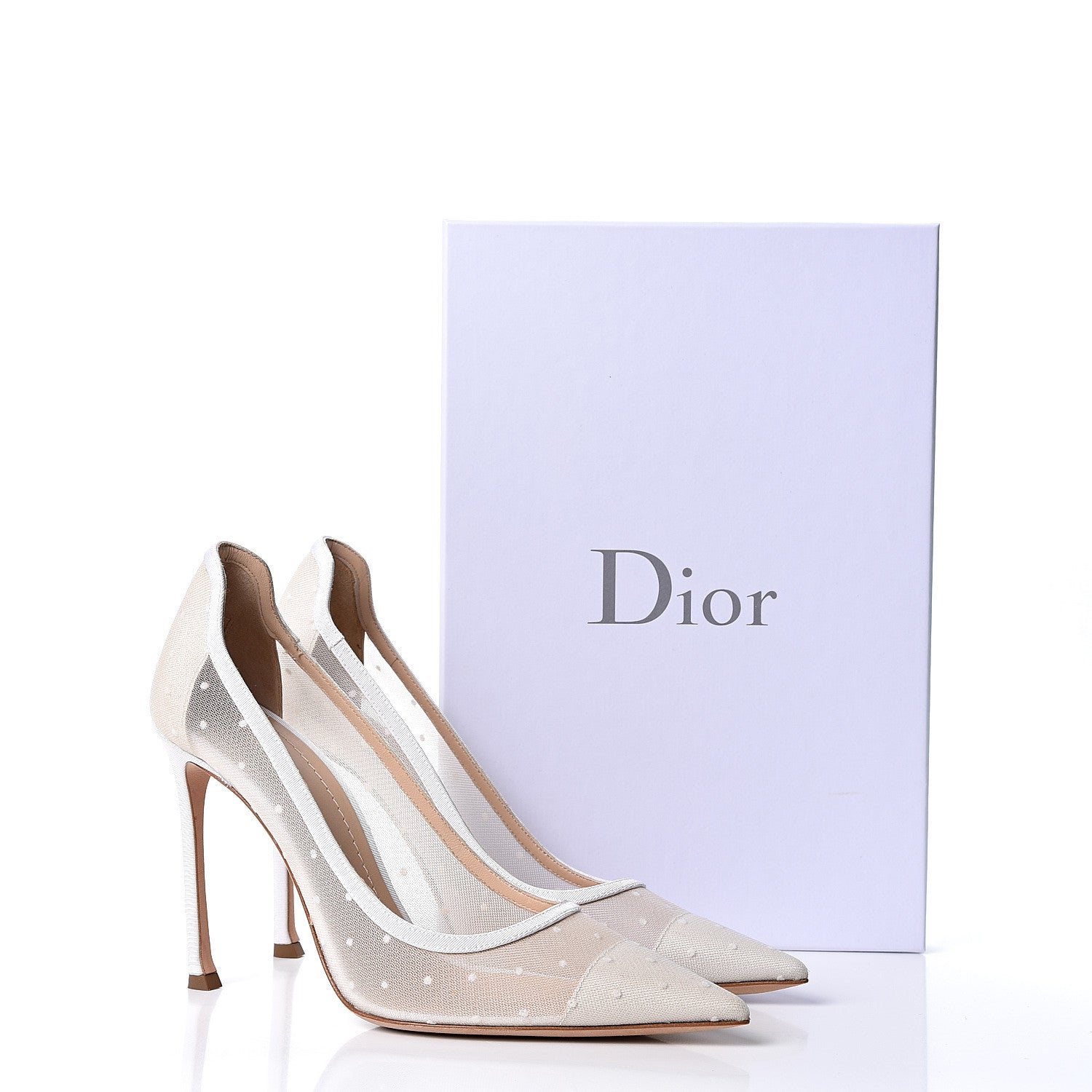 Christian Dior Mesh Plumetis Tulle D-Moi Pumps 38.5 White 9 of 9
