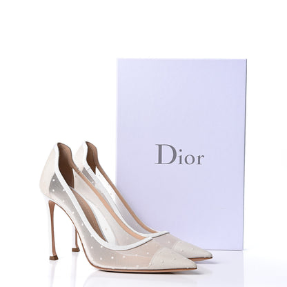 Christian Dior Mesh Plumetis Tulle D-Moi Pumps 38.5 White 9 of 9