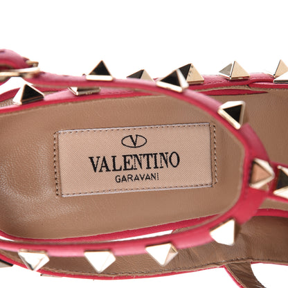 Valentino Garavani Pebbled Calfskin Rockstud Ankle Strap Pumps 36 Raspberry 6 of 7