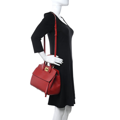 Salvatore Ferragamo Calfskin The Studio Bag Red 2 of 12