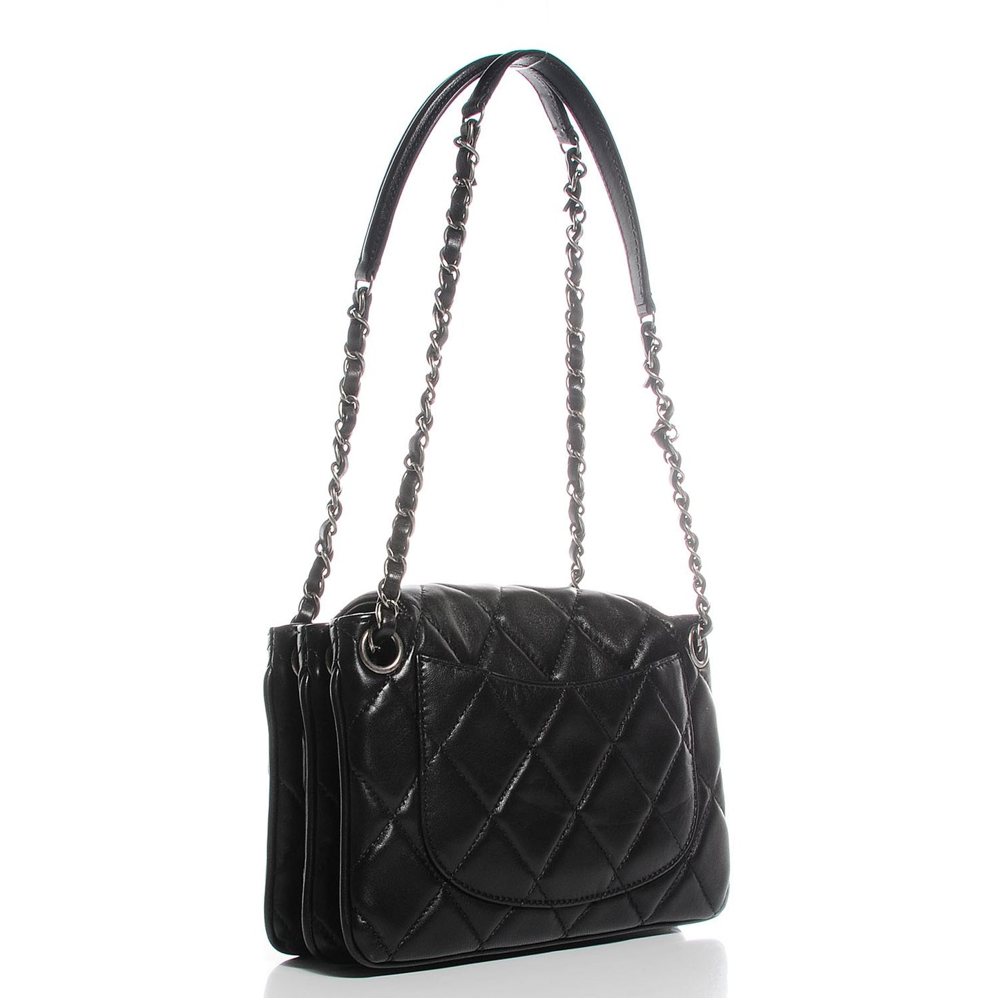Lambskin Quilted Medium 3 Accordion Flap Black