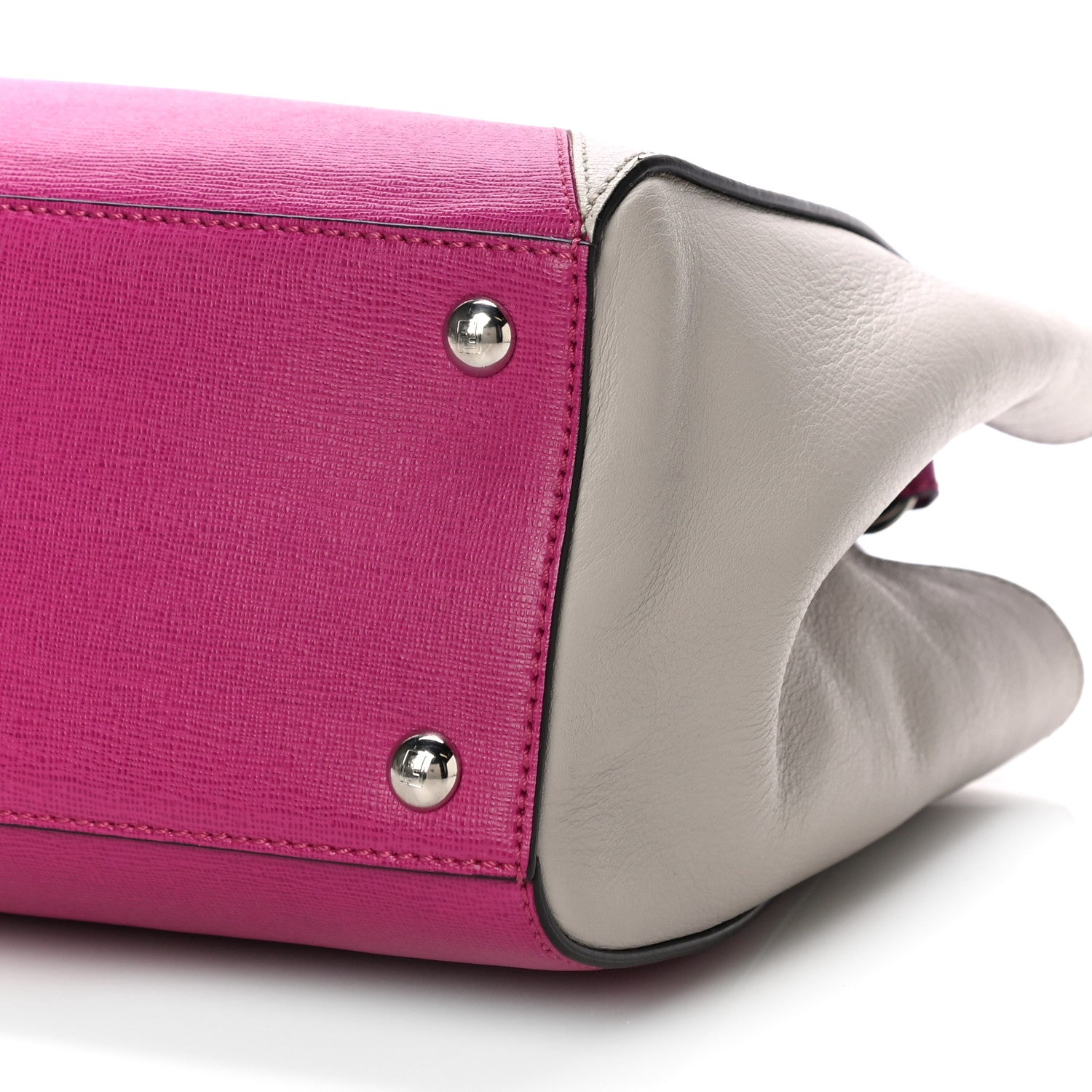 Fendi Vitello Elite Triangle Inlay Petite 2Jours Tote Magenta 10 of 12