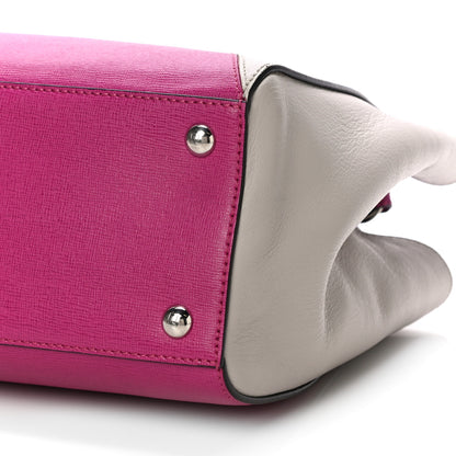 Fendi Vitello Elite Triangle Inlay Petite 2Jours Tote Magenta 10 of 12