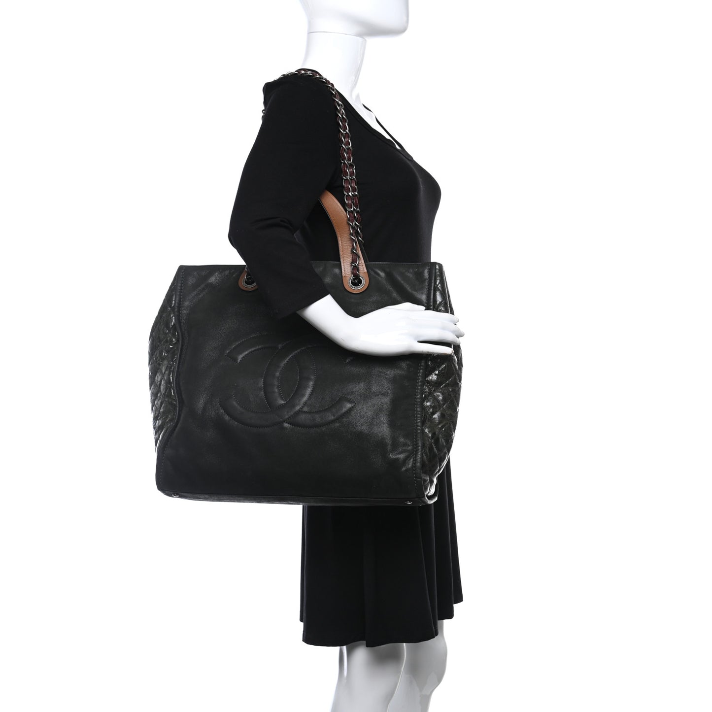 Iridescent Calfskin In the Mix Tote Dark Green