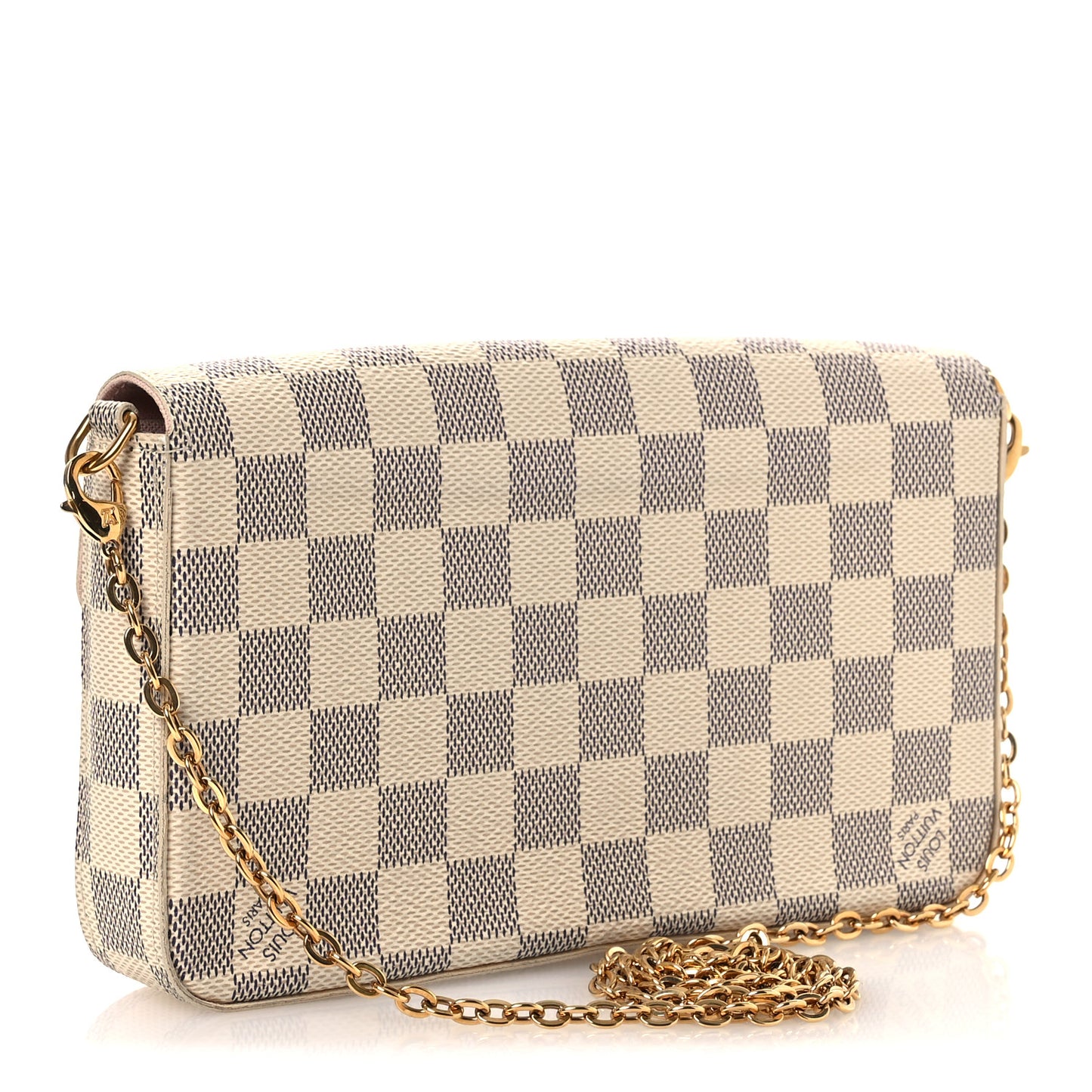 Damier Azur Pochette Felicie Chain Wallet Rose Ballerine Rose Ballerine