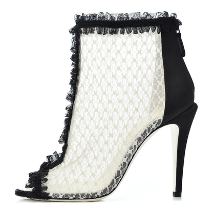 Chanel Lace Mesh Booties 38 Ivory Black 1 of 12