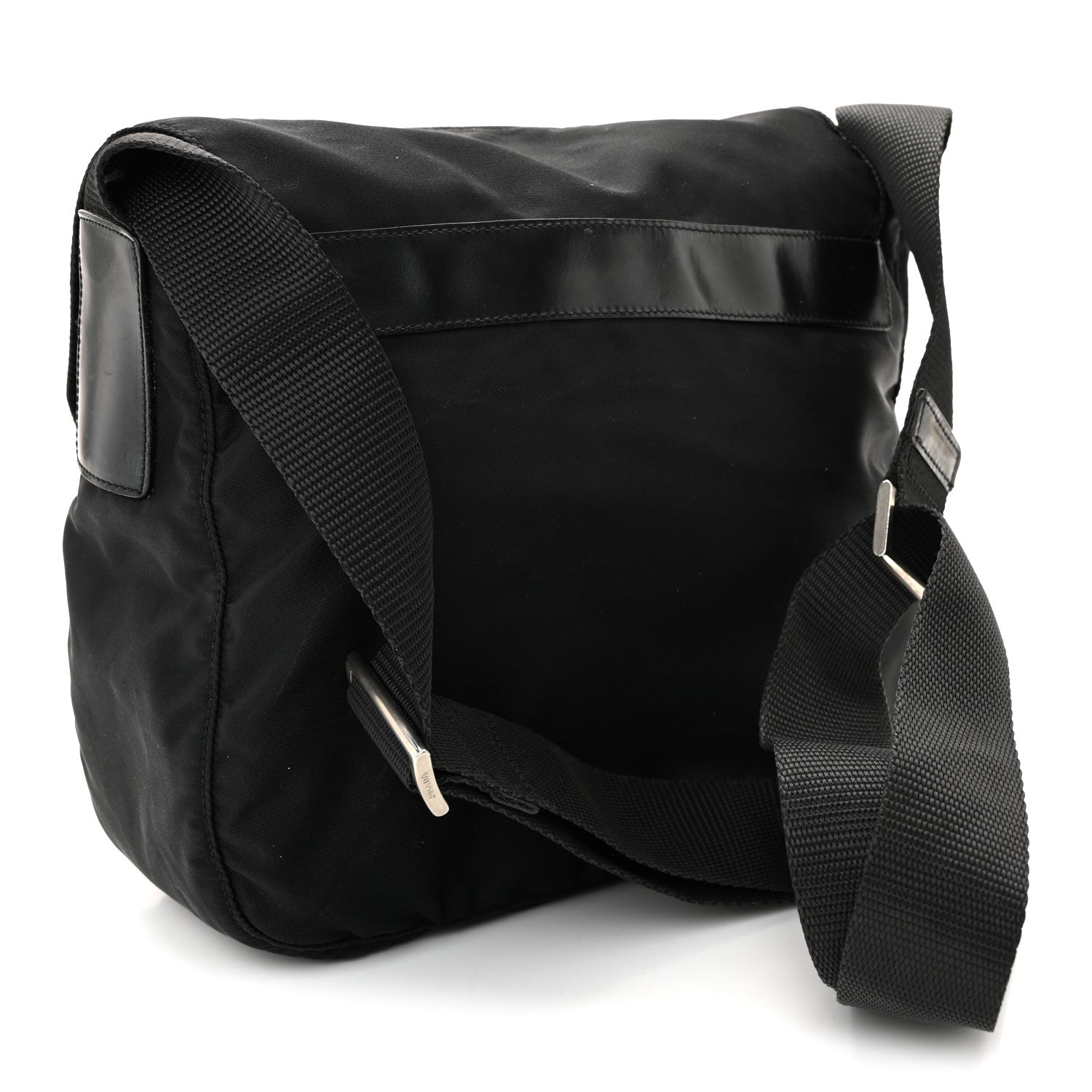Prada Nylon Vela Saffiano Single Buckle Messenger Shoulder Bag Black 3 of 11