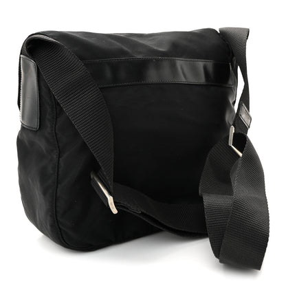 Prada Nylon Vela Saffiano Single Buckle Messenger Shoulder Bag Black 3 of 11