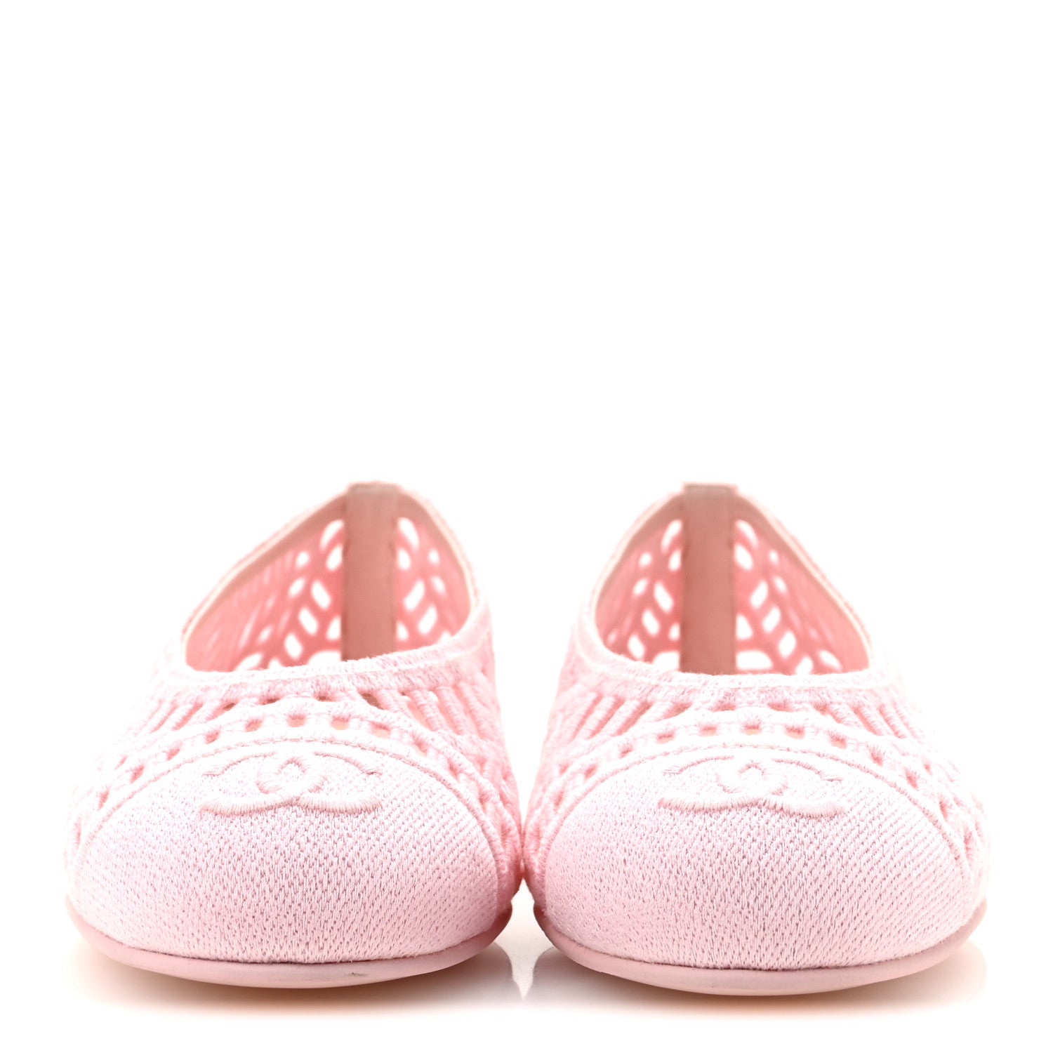 Chanel Cotton Embroidered Cap Toe Ballet Flats 38 Light Pink 3 of 10