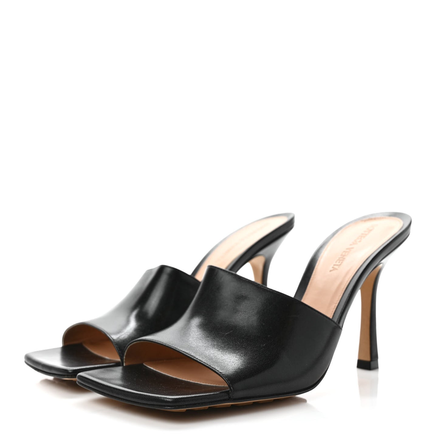 Lambskin Stretch Mule Sandals 38.5 Black