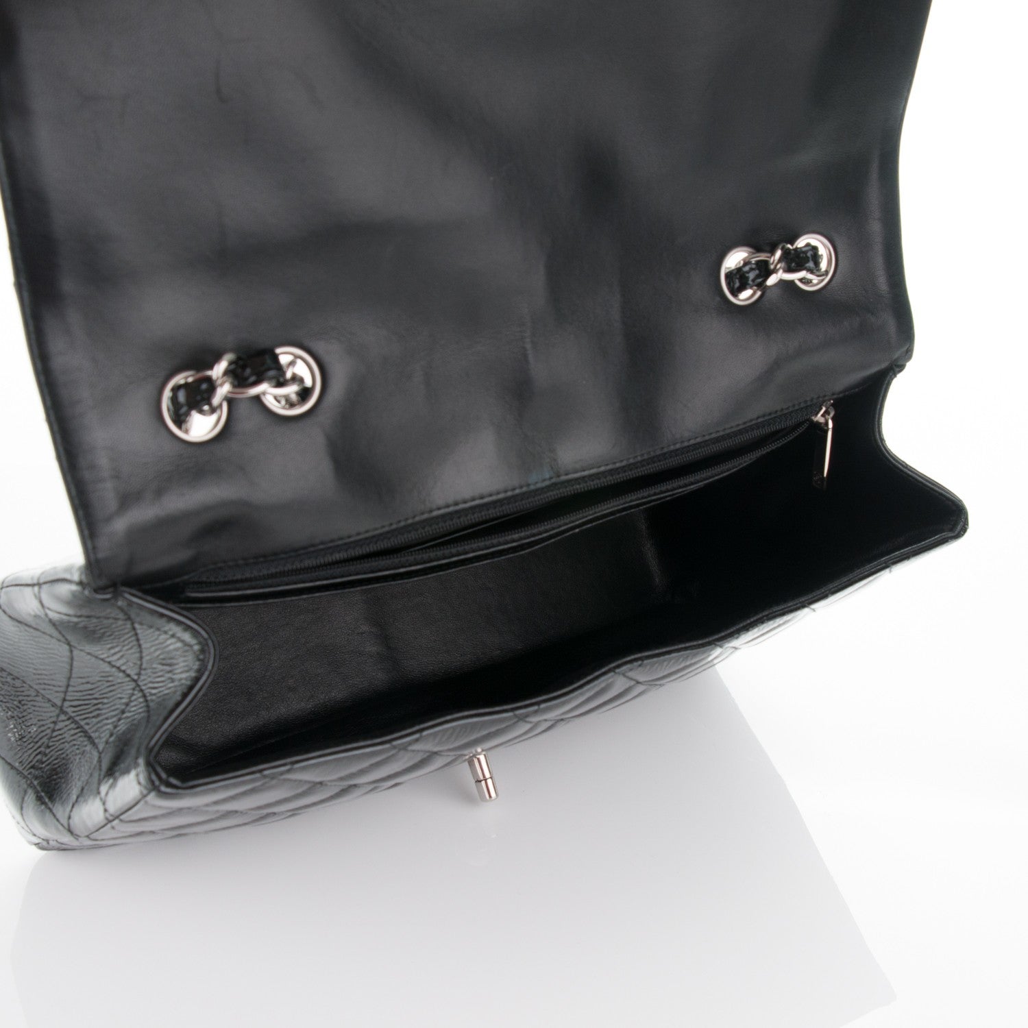 Chanel Distressed Patent Quilted Jumbo Single Flap Black 5 of 7