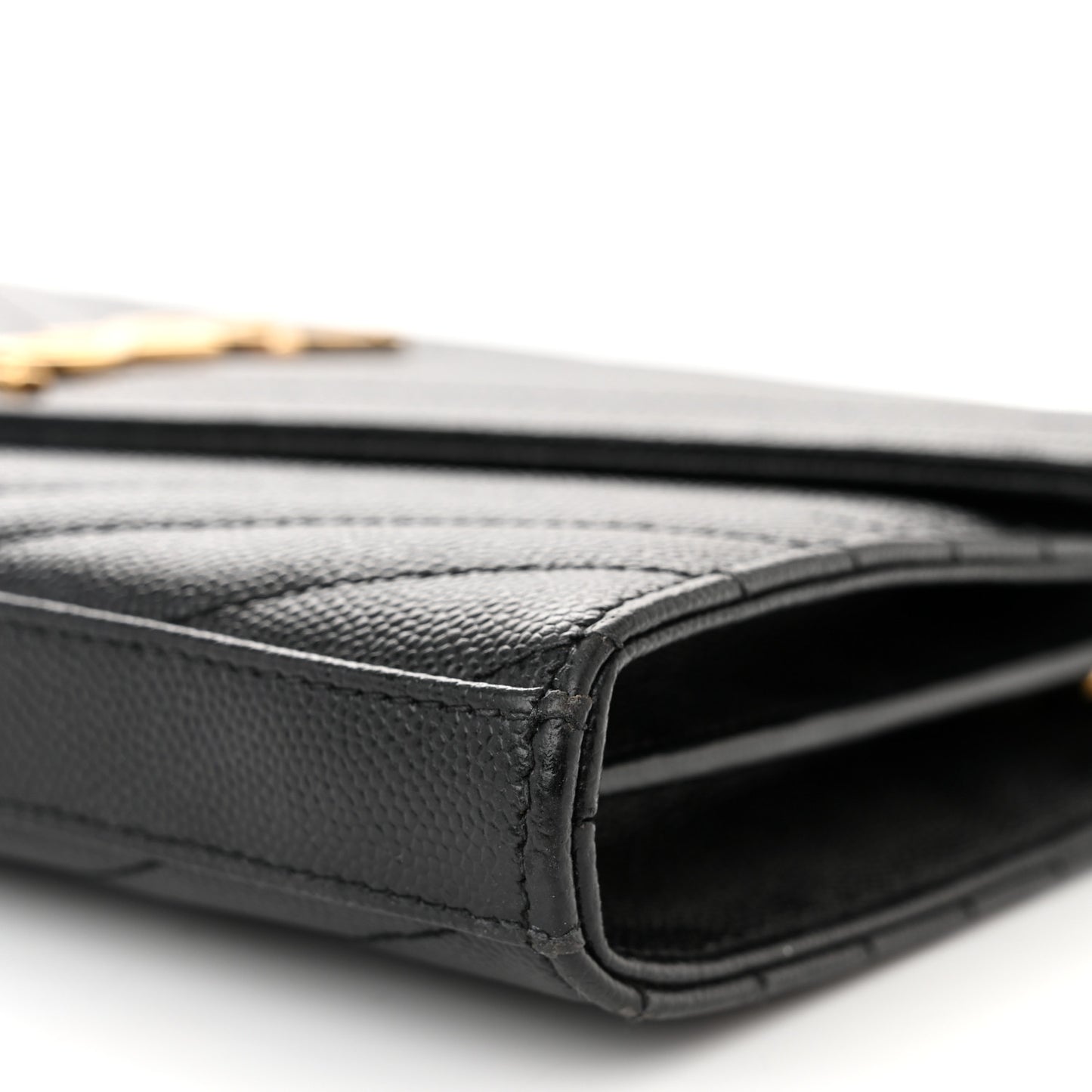 Grain De Poudre Matelasse Chevron Monogram Chain Wallet Black
