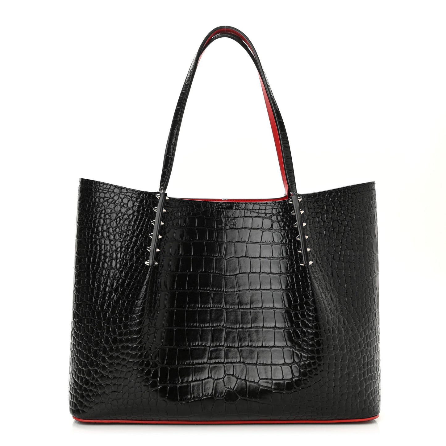 Calfskin Crocodile Embossed Spikes Large Cabarock Black