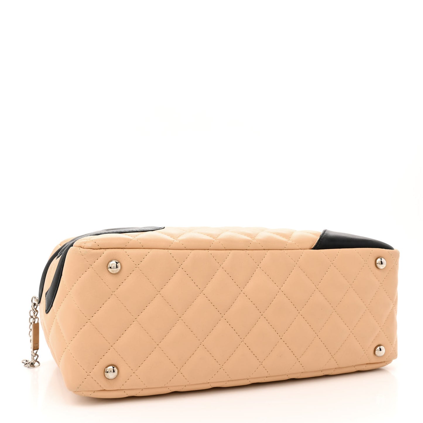 Calfskin Quilted Large Cambon Bowler Beige Black