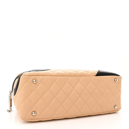 Chanel Calfskin Quilted Large Cambon Bowler Beige Black 4 of 10