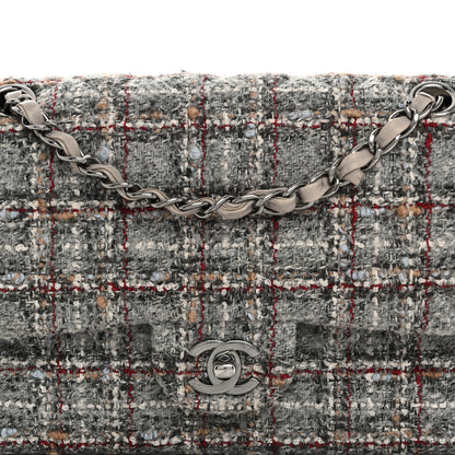 Chanel Tweed Quilted Medium Double Flap Grey Multicolor 8 of 13