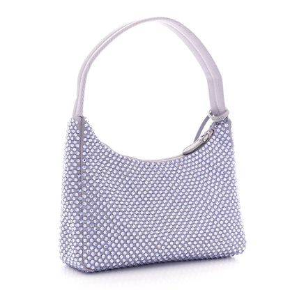Prada Satin Crystal Mini Re-Edition 2000 Bag Glicine 3 of 12