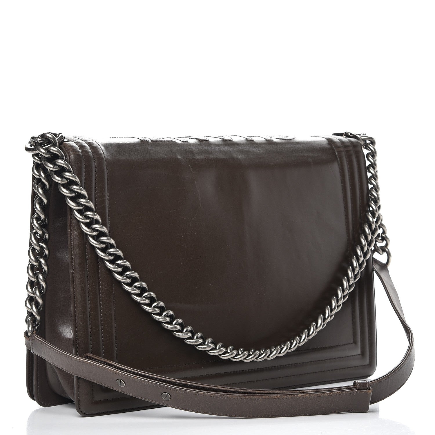 Chanel Glazed Calfskin Large Boy Flap Brown 4 of 12