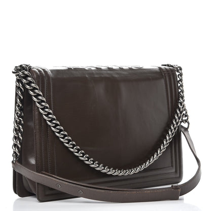 Chanel Glazed Calfskin Large Boy Flap Brown 4 of 12