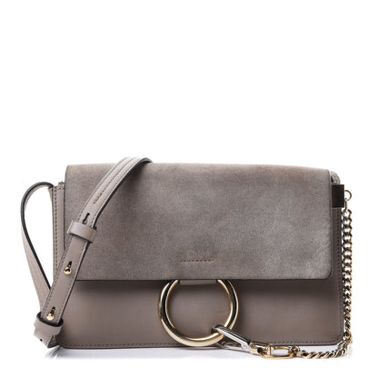 Chloe Suede Calfskin Small Faye Shoulder Bag Motty Grey 1 of 4