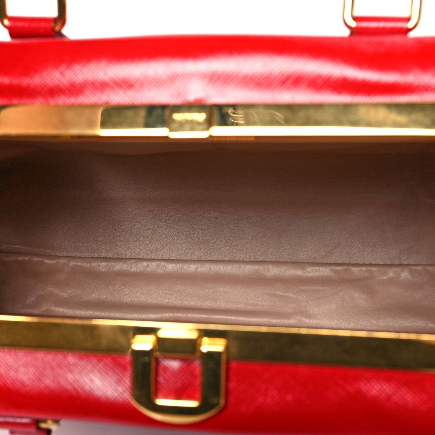 Prada Saffiano Vernice Pyramid Bag Rosso 4 of 9