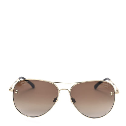 Chanel Metal Polarized Aviator CC Sunglasses 4189-T-Q Brown 2 of 7