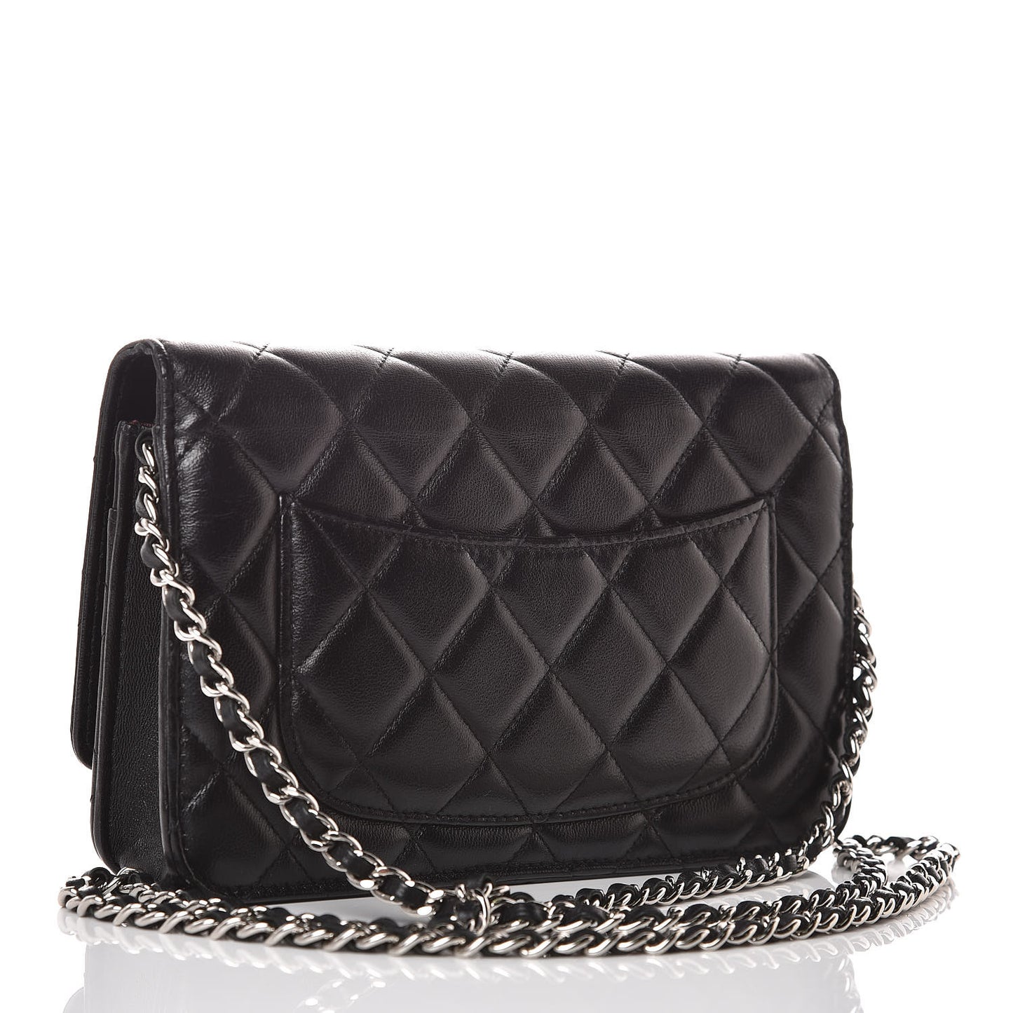 Lambskin Quilted Wallet On Chain WOC Black
