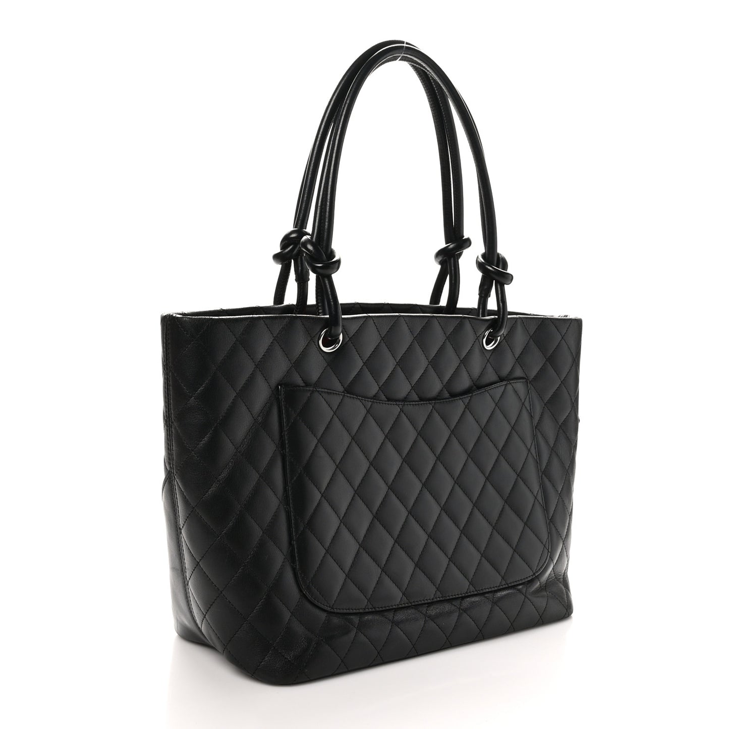 Calfskin Quilted Large Cambon Tote Black