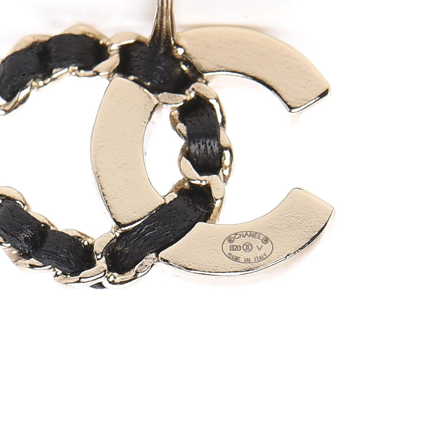Crystal Baguette Lambskin Chain CC Vintage Allure Stud Earrings Black Gold