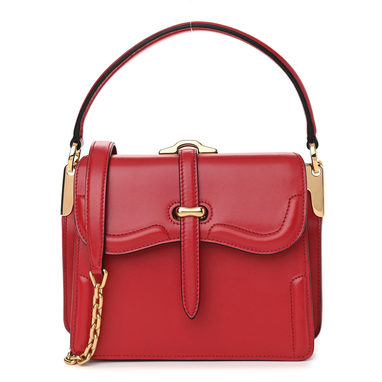 City Calfskin Belle Top Handle Bag Red