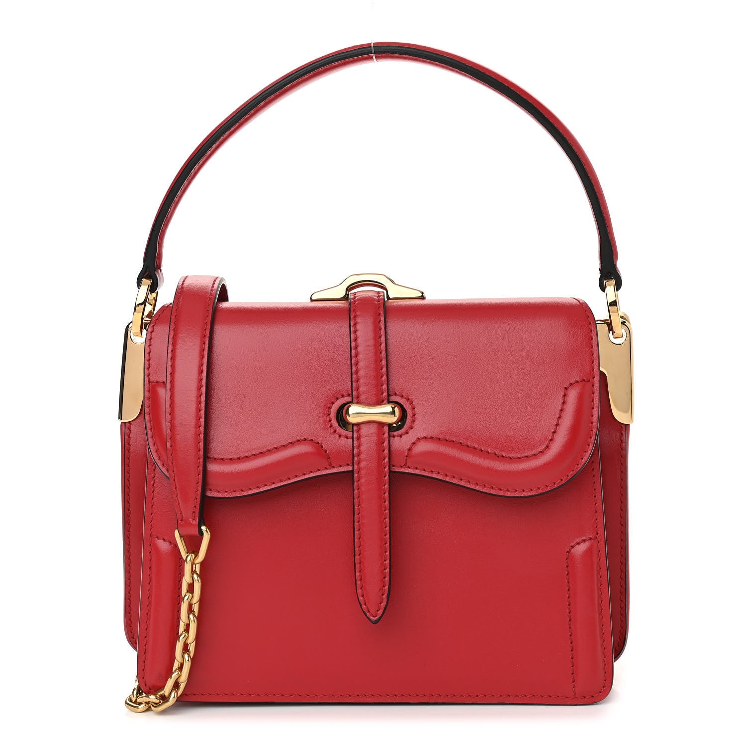 Prada City Calfskin Belle Top Handle Bag Red 1 of 11