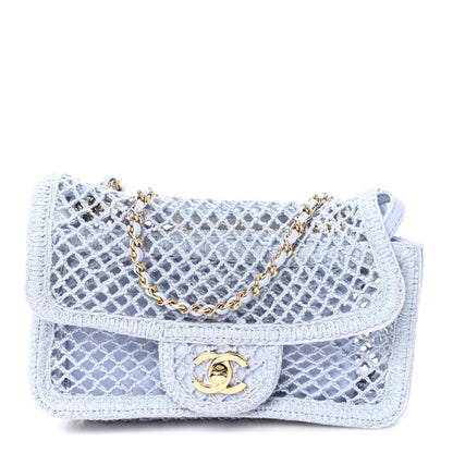 Chanel Mesh Macrame Small Flap Bag  Light Blue 1 of 10