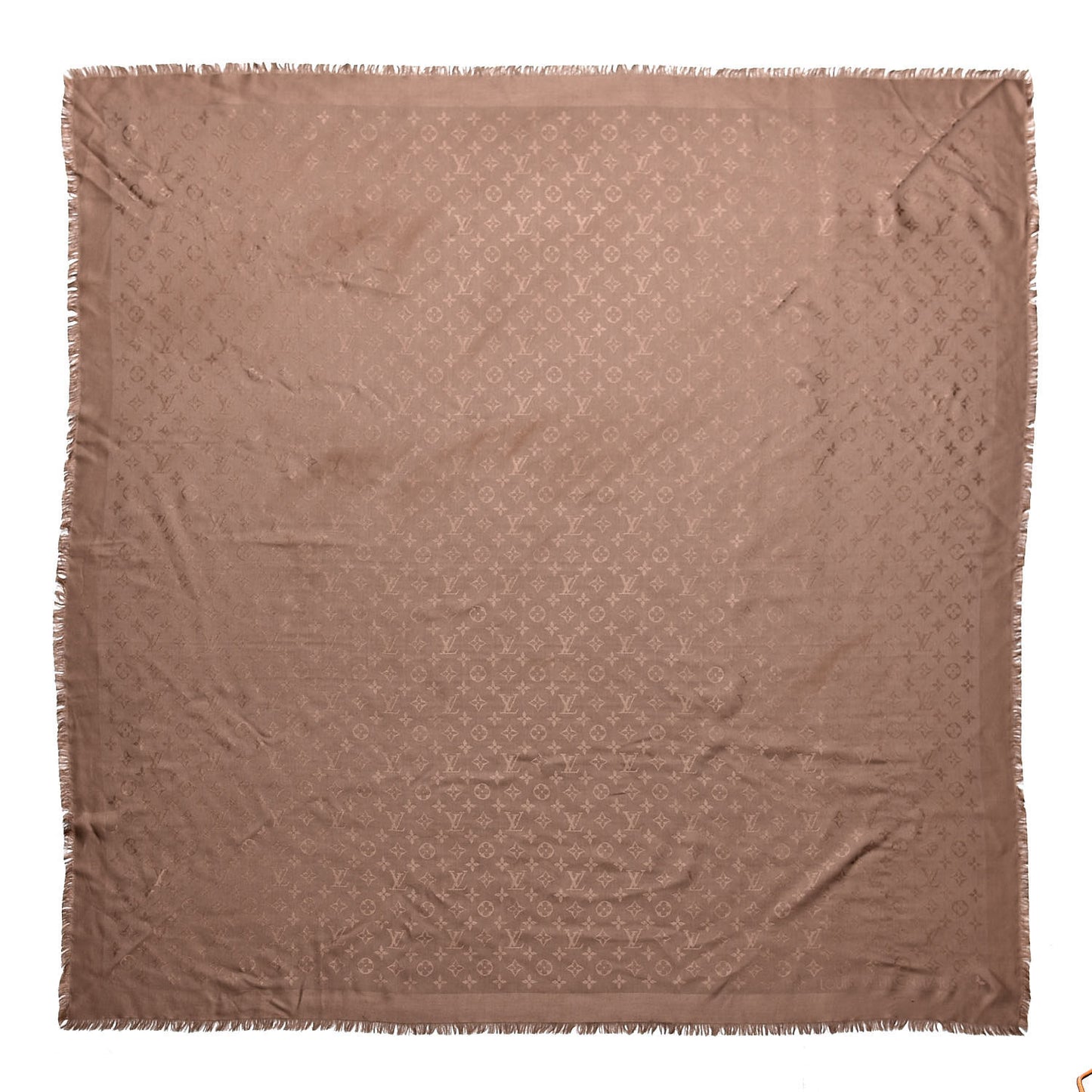 Silk Wool Monogram Shawl Cappuccino